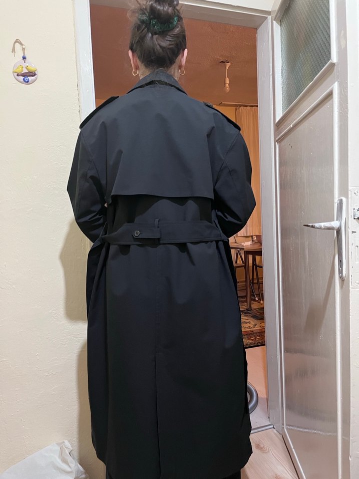 Zara S BEDEN TRENÇKOT Kemerli Siyah Kadın Uzun Trençkot - Görsel 2