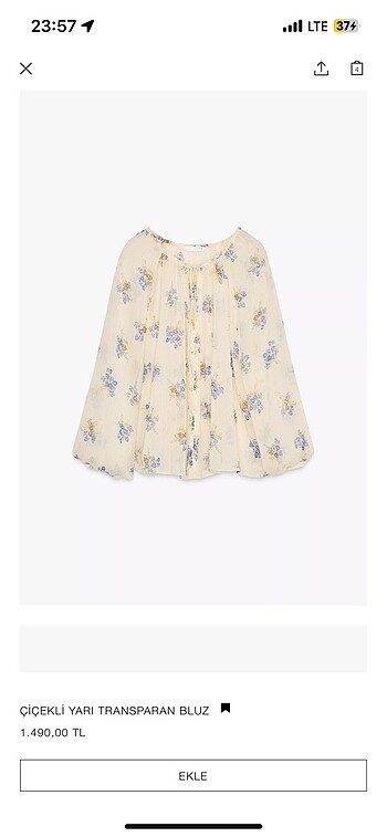 Zara yarı transparan çiçekli gömlek - Görsel 2
