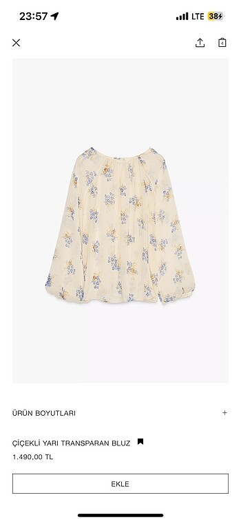 Zara yarı transparan çiçekli gömlek - Görsel 3