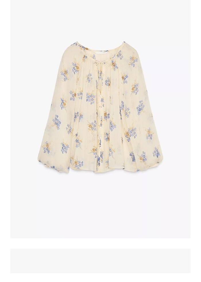 Zara yarı transparan çiçekli gömlek - Görsel 2