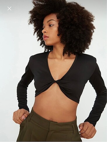 Trendyol & Milla Trendyolmilla siyah crop bluz