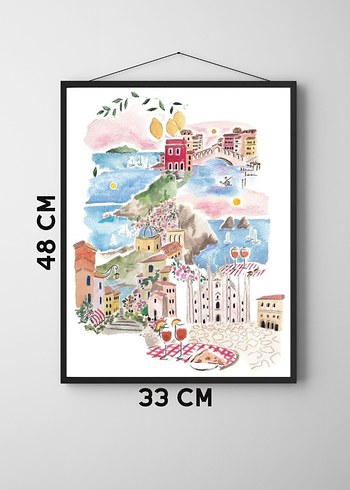 Diğer İTALYA ILLUSTRATED POSTER / ÇERÇEVESİZ
