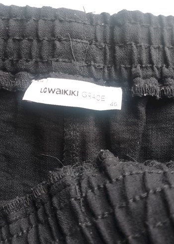 LC Waikiki Düğmeli Siyah Keten Midi Kadın Pantolon