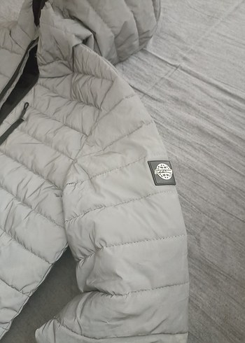 38 Beden gri Renk Gri Fermuarlı Kadın Kışlık Mont