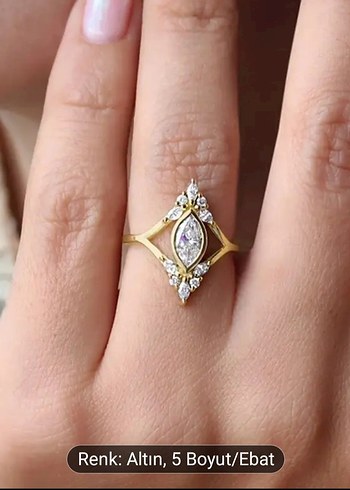 Altın Renkli Parlak Desenli Kadın Yüzük - Görsel 2