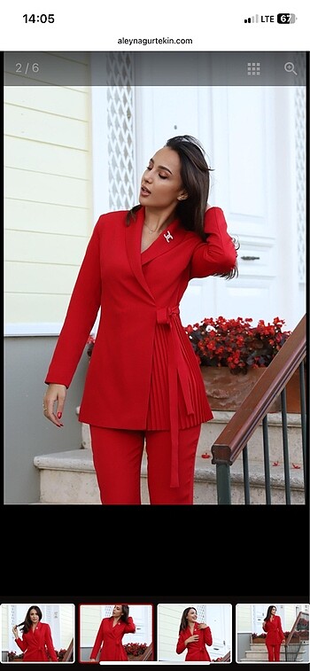 Suud Collection Pileli Takım-KIRMIZI