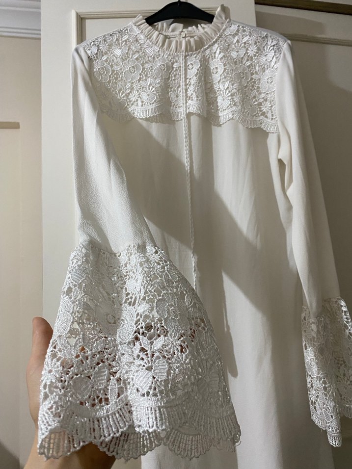 Dantel Detaylı Bohem Beyaz tunik - Görsel 2