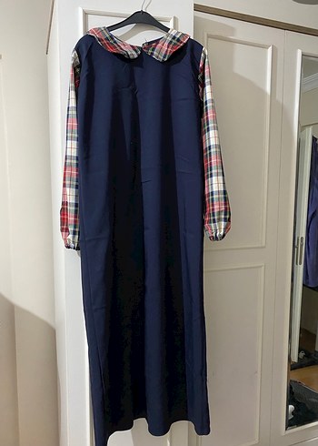 Drapeli Lacivert Uzun Kollu Kadın Elbise - Görsel 3