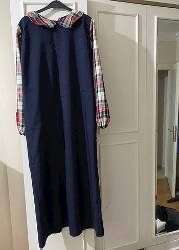 Drapeli Lacivert Uzun Kollu Kadın Elbise - Görsel 2