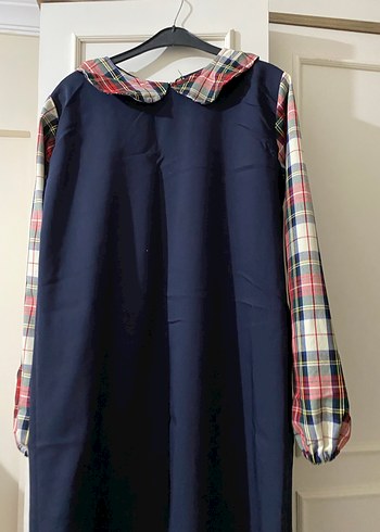 Drapeli Lacivert Uzun Kollu Kadın Elbise - Görsel 4