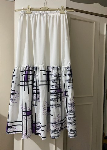 Uzun Kollu, Pilili, Yüksek Yakalı Baskılı Bluz Etek Takım - Görsel 5