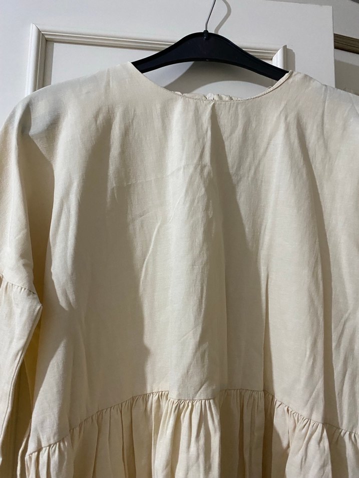 Beyaz Keten Tunik - Görsel 4