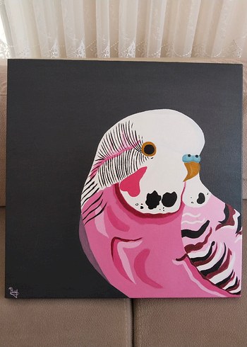 Pembe muhabbet kuşu Tablosu - Görsel 2