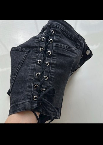 Siyah Kot Şort - Görsel 3