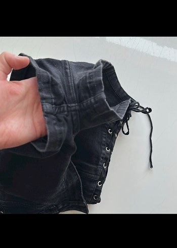 Siyah Kot Şort - Görsel 5