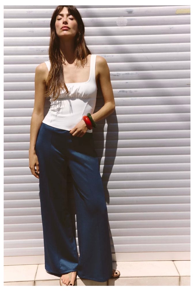 Drapeli Beyaz Bluz - Görsel 3