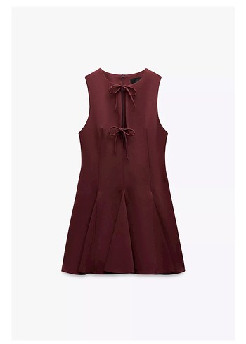 m Beden bordo Renk ZARA Bordo Elbise