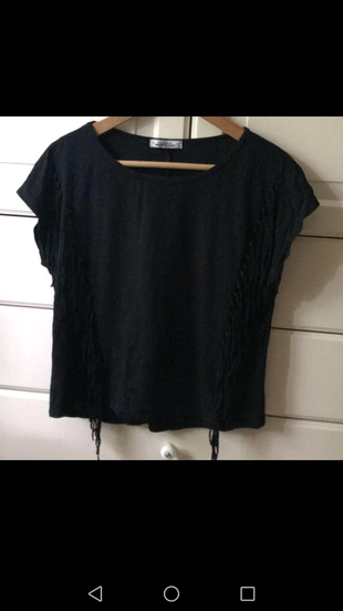 siyah, püskül detayli pull&bear; tshirt