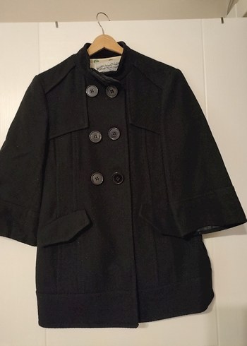 Zara Basic kısa Siyah Düğmeli Kaban