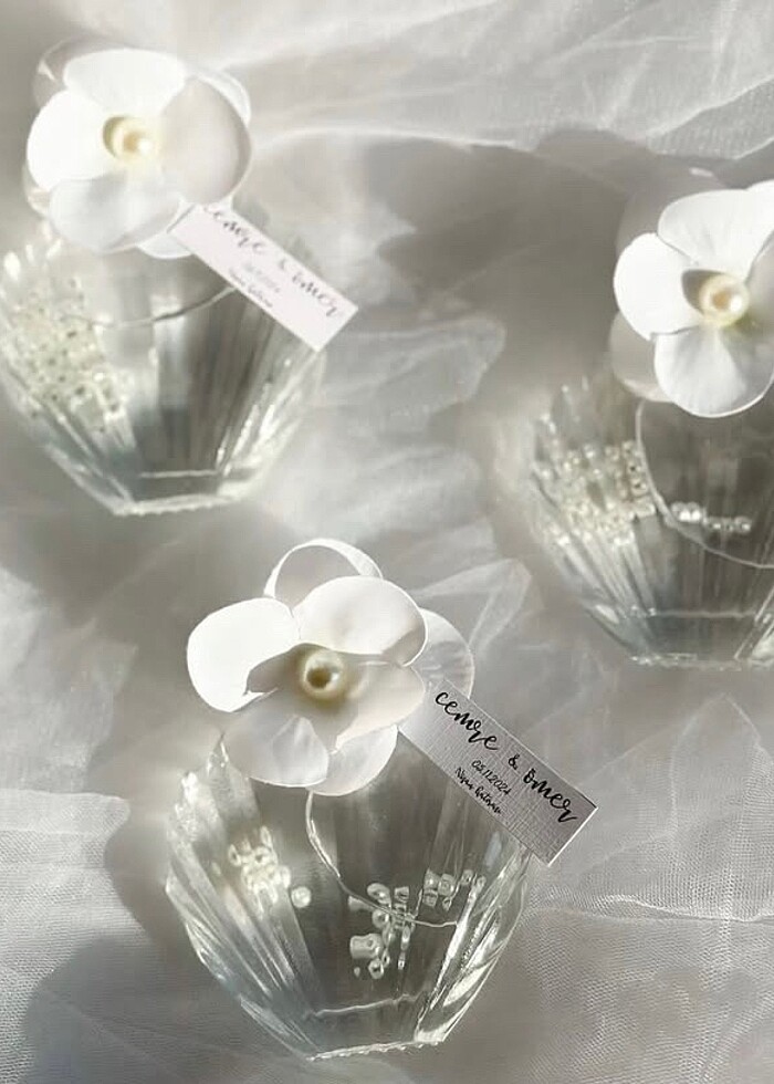 Nikah nişan İstiridye incili kolonya şişesi - Görsel 3