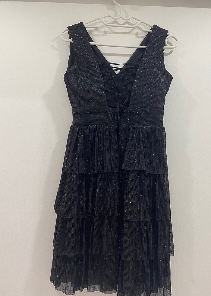 pul ve baglama detayli elbise - Görsel 4