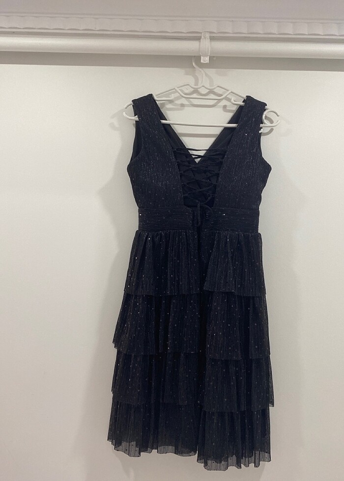 pul ve baglama detayli elbise - Görsel 5