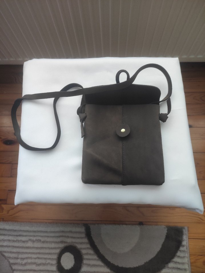 Minimalist Tasarım Kahverengi Deri Kadın Çanta - Görsel 2