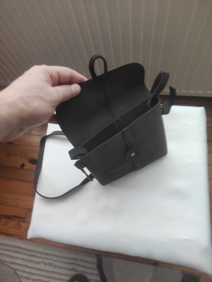 Minimalist Tasarım Kahverengi Deri Kadın Çanta - Görsel 3