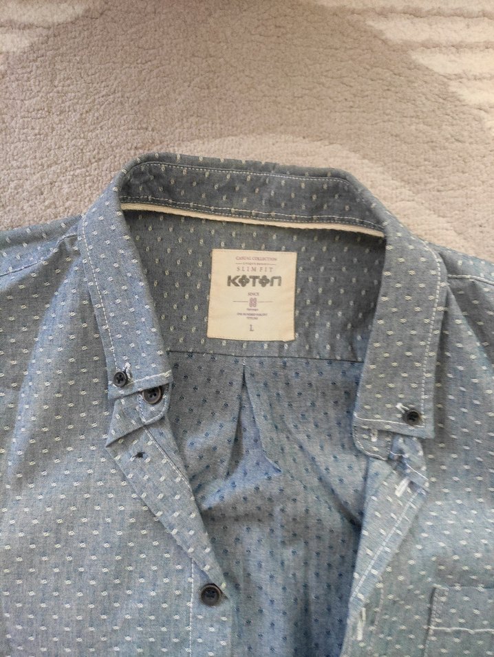 Koton marka kısa kollu gömlek L beden slim fit - Görsel 2