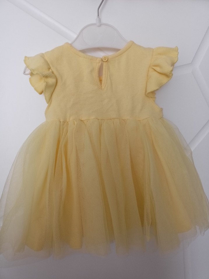 Sarı Fırfırlı Kolsuz Kız Çocuk Elbisesi - Görsel 3