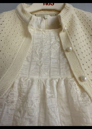 Dantel Detaylı Beyaz Kız Çocuk Elbise - Görsel 3