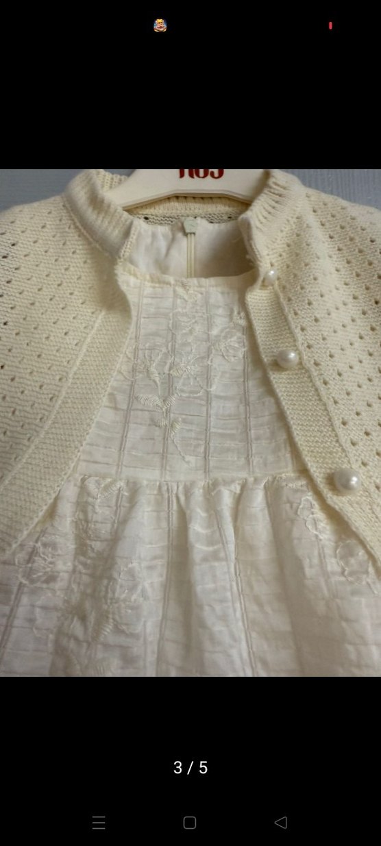 Dantel Detaylı Beyaz Kız Çocuk Elbise - Görsel 3