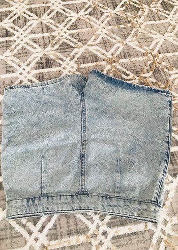 Kız çocuk Düğmeli Loose Fit Mini Kot Şort - Görsel 4