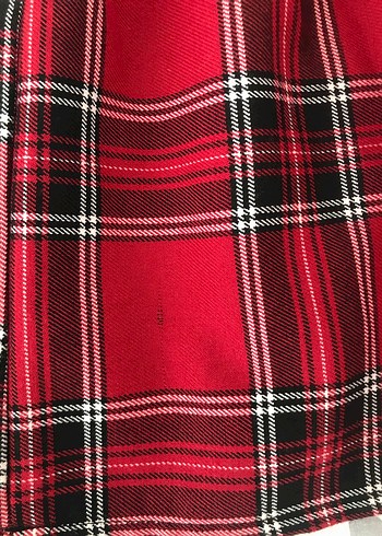 Kırmızı Ekose Pilili Mini Etek - Görsel 5