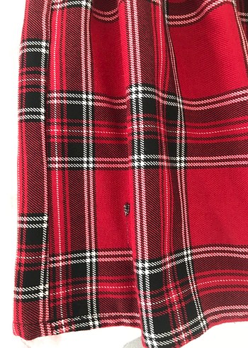 Kırmızı Ekose Pilili Mini Etek - Görsel 4