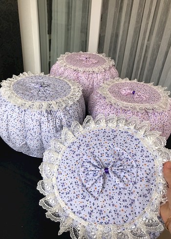 Çiçek Desenli Mavi Yuvarlak hamur mayalama minderi - Görsel 3