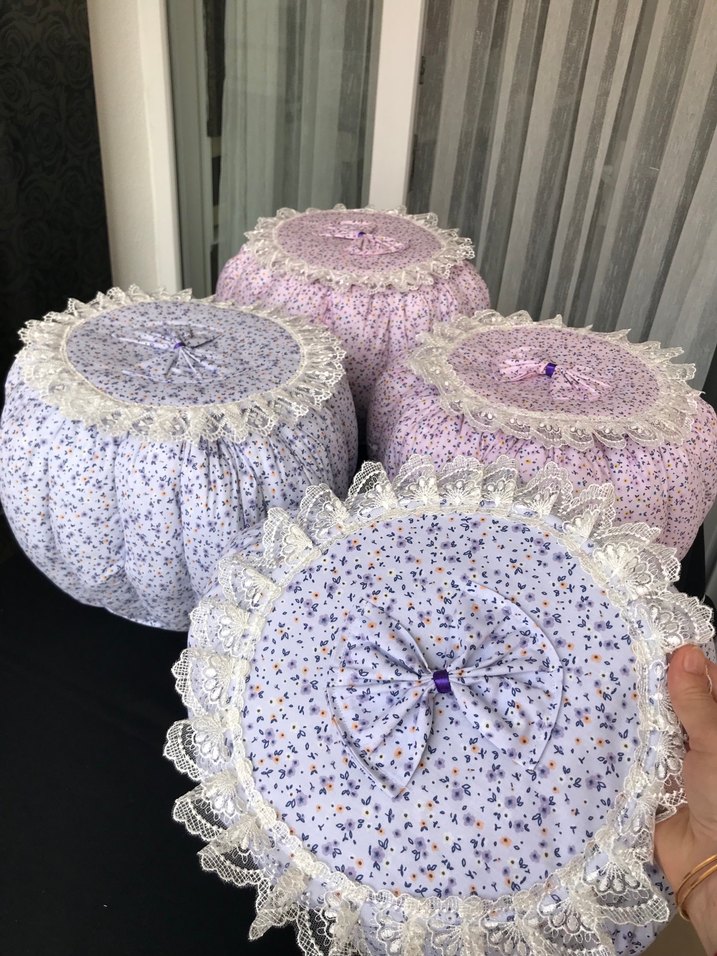 Çiçek Desenli Mavi Yuvarlak hamur mayalama minderi - Görsel 3