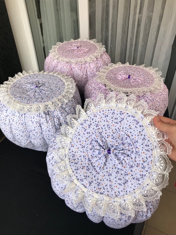 Çiçek Desenli Mavi Yuvarlak hamur mayalama minderi - Görsel 2