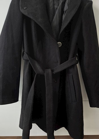 Nakışlı Siyah Kadın Kaban - Görsel 2