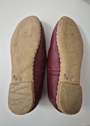 Bordo Deri Kadın Günlük Düz Ayakkabı - Görsel 3