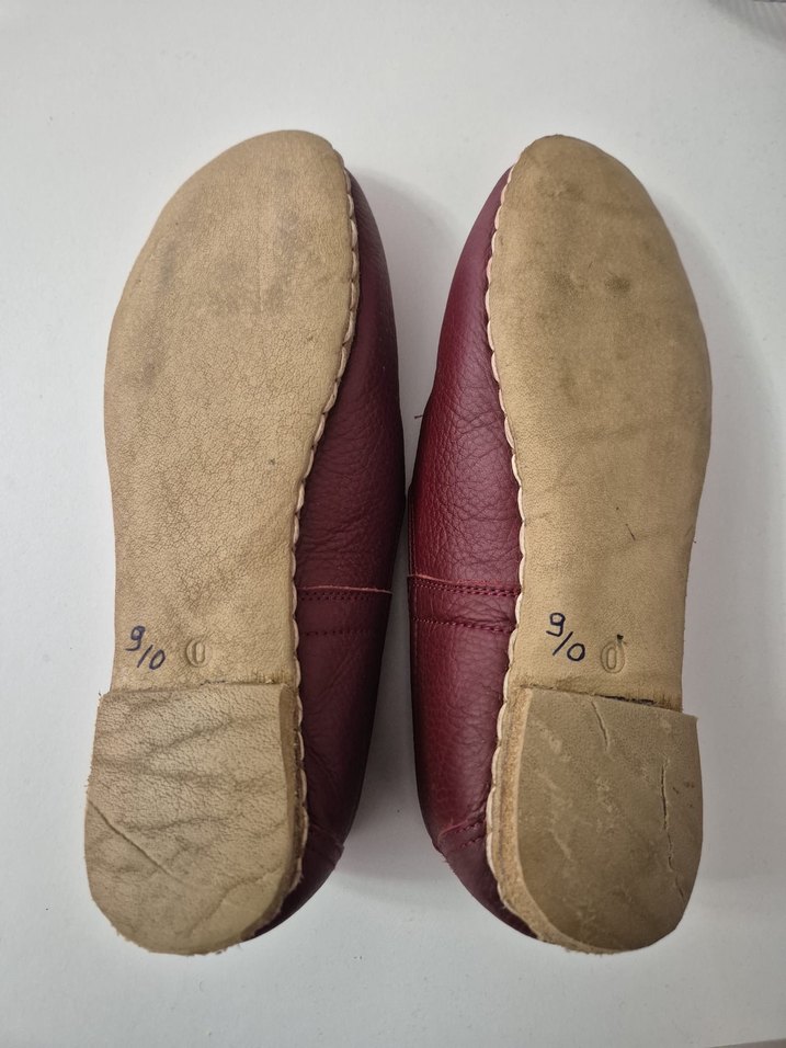 Bordo Deri Kadın Günlük Düz Ayakkabı - Görsel 3