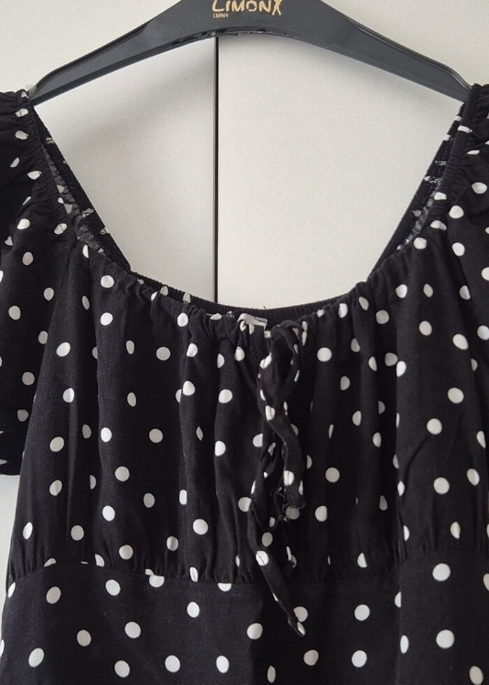 Siyah Puantiyeli Elbise - Görsel 5