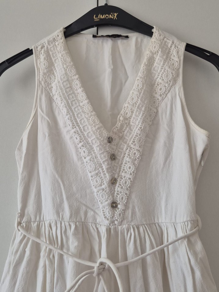 Dantel Detaylı Beyaz Elbise - Görsel 4