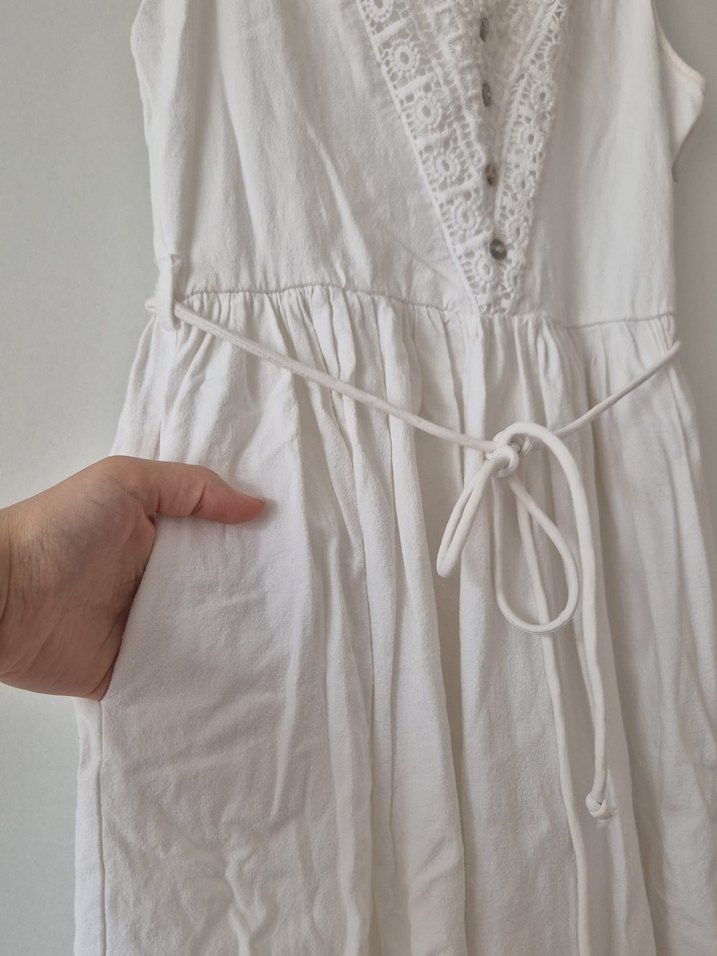 Dantel Detaylı Beyaz Elbise - Görsel 2