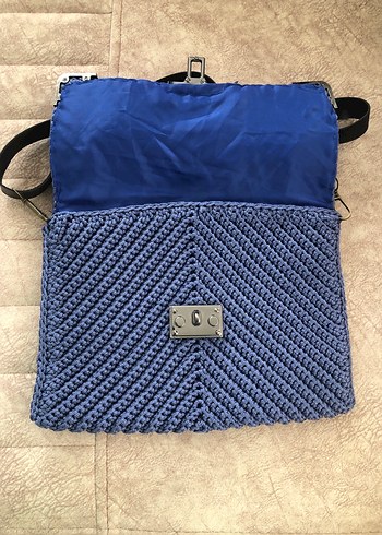 Mavi Örgü Kadın Çanta - Görsel 2