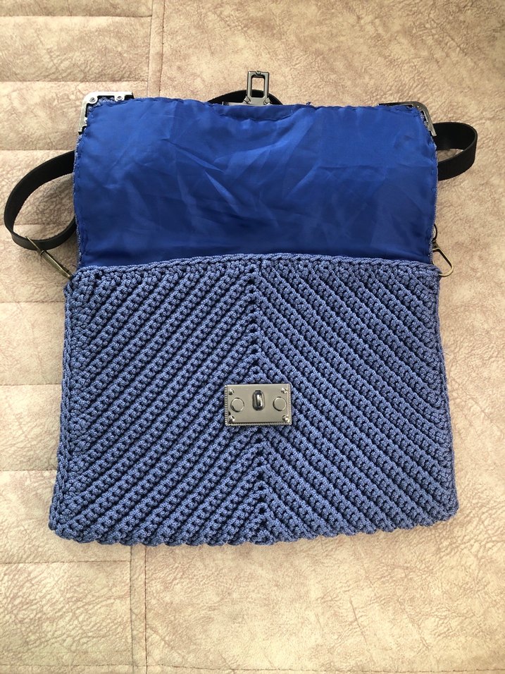 Mavi Örgü Kadın Çanta - Görsel 2