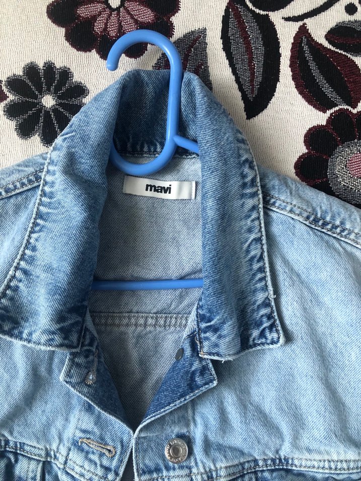 Gevşek Kesim Mavi Kadın Kot Ceket - Görsel 3