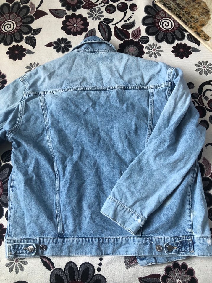 Gevşek Kesim Mavi Kadın Kot Ceket - Görsel 4