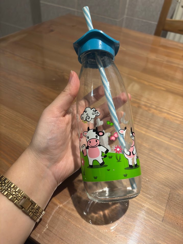 Mavi Desenli Çocuk Pipetli Matara - Görsel 2