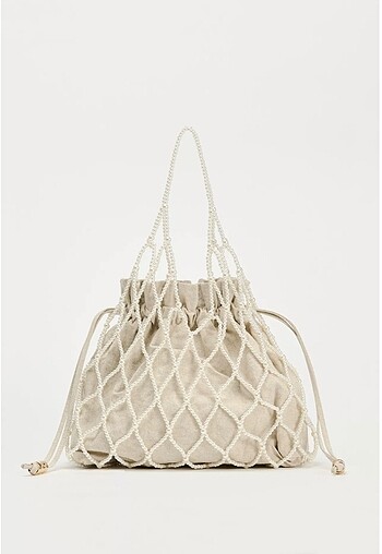 Zara Boncuklu Bucket Çanta